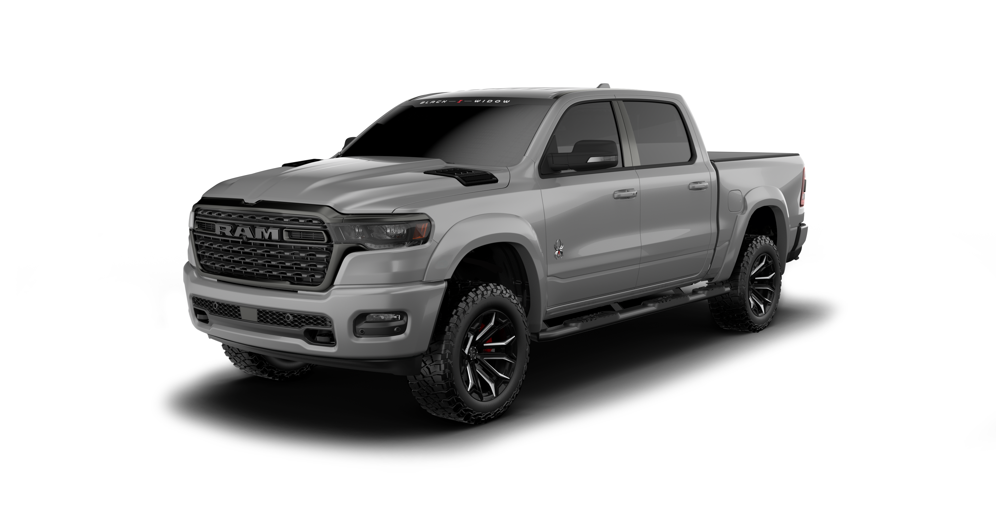 Lifted Black Widow Ram 1500 - Color: Billet Silver | Fox Factory Vehicles