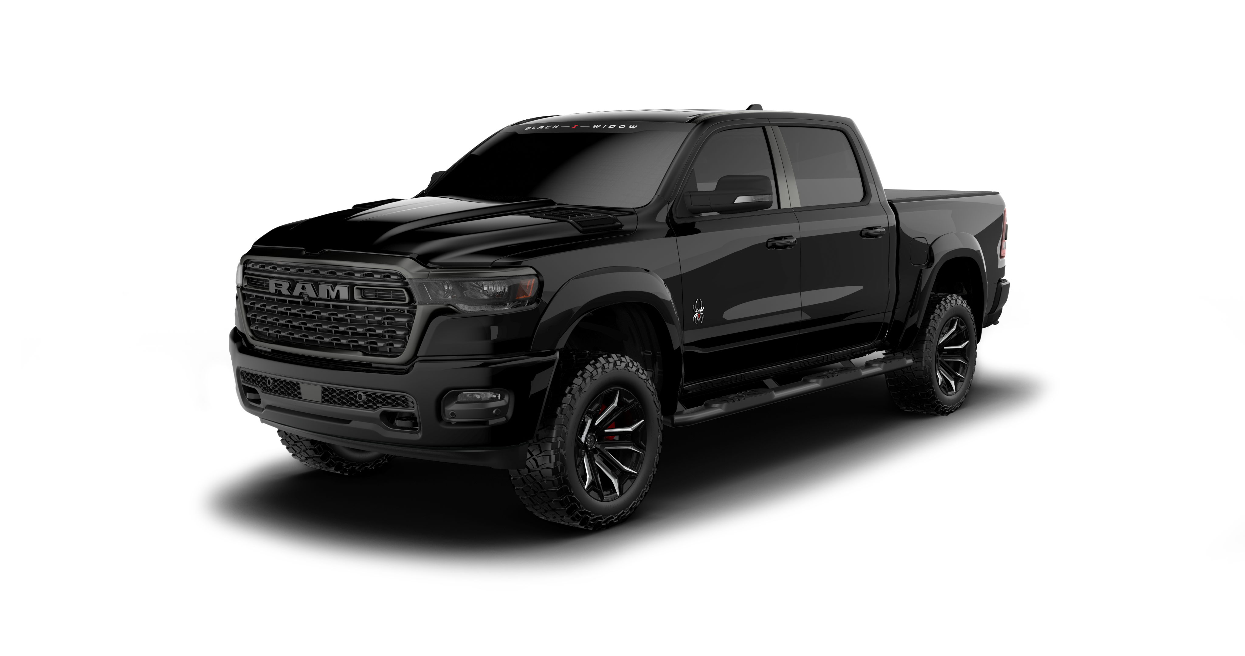 Lifted Black Widow Ram 1500 - Color: Diamond Black | Fox Factory Vehicles