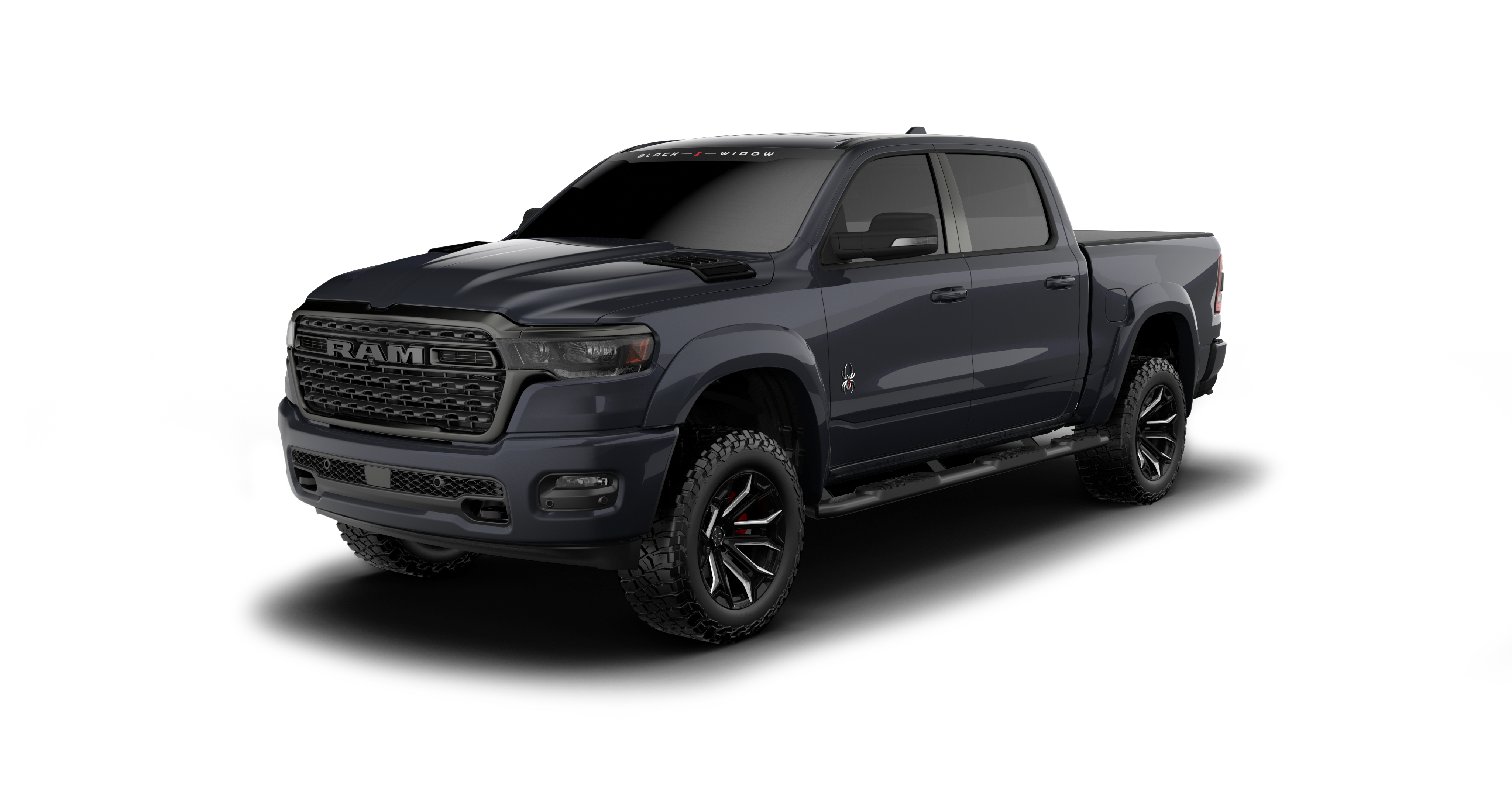 Lifted Black Widow Ram 1500 - Color: Forged Blue | Fox Factory Vehicles