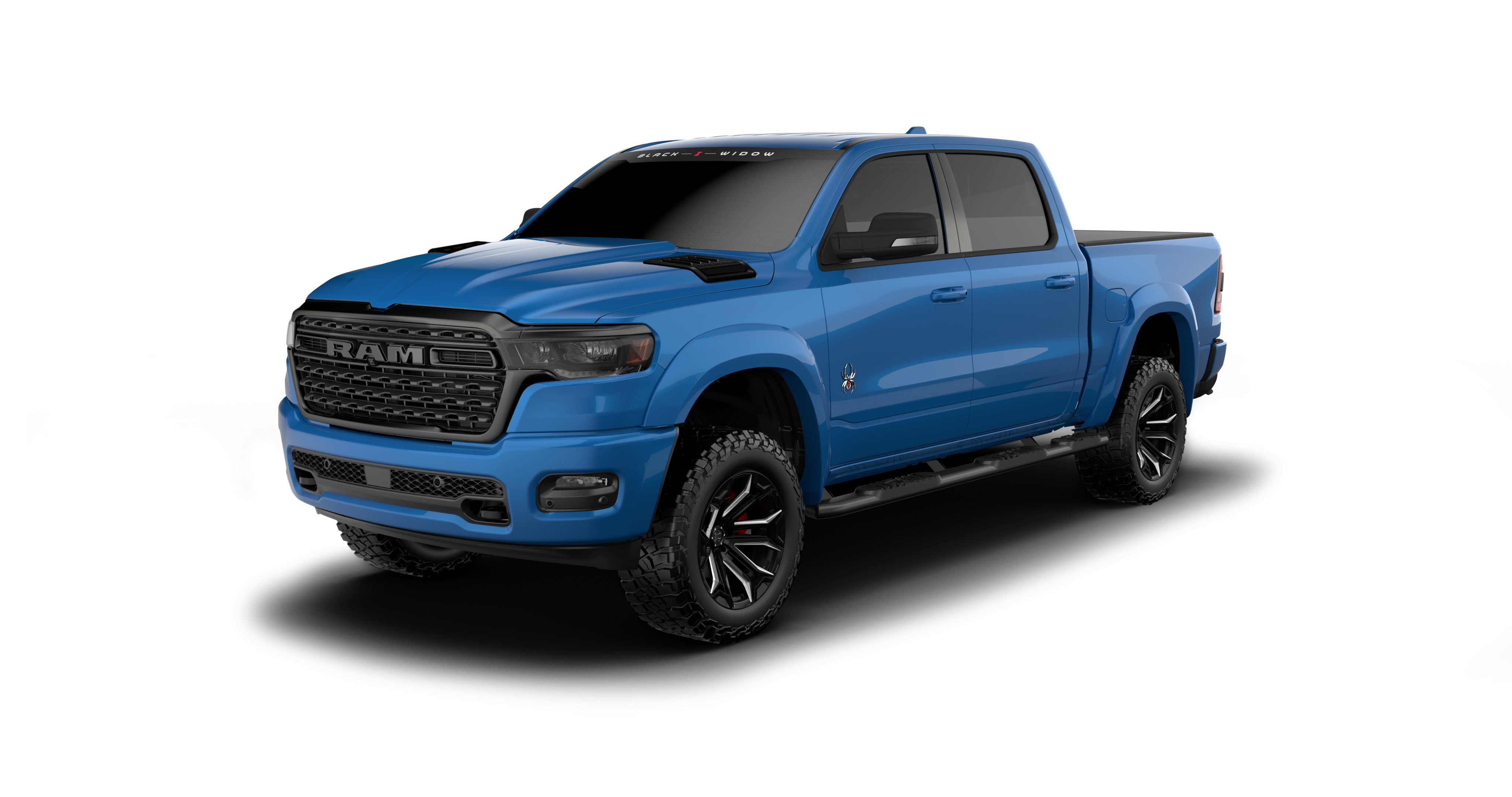 Lifted Black Widow Ram 1500 - Color: Hydro Blue | Fox Factory Vehicles