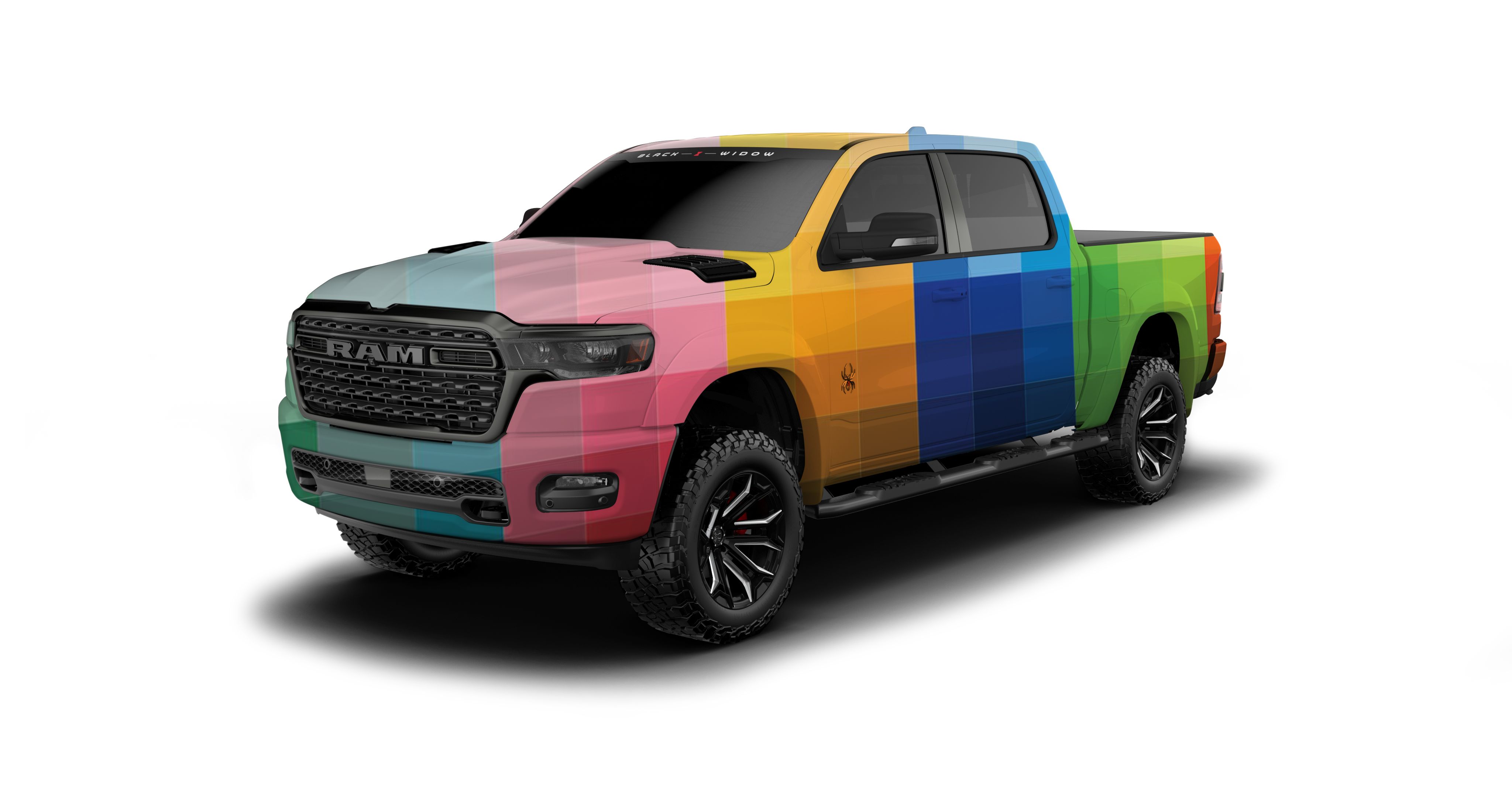 Lifted Black Widow Ram 1500 - Color: Custom Paint Fade | Fox Factory Vehicles