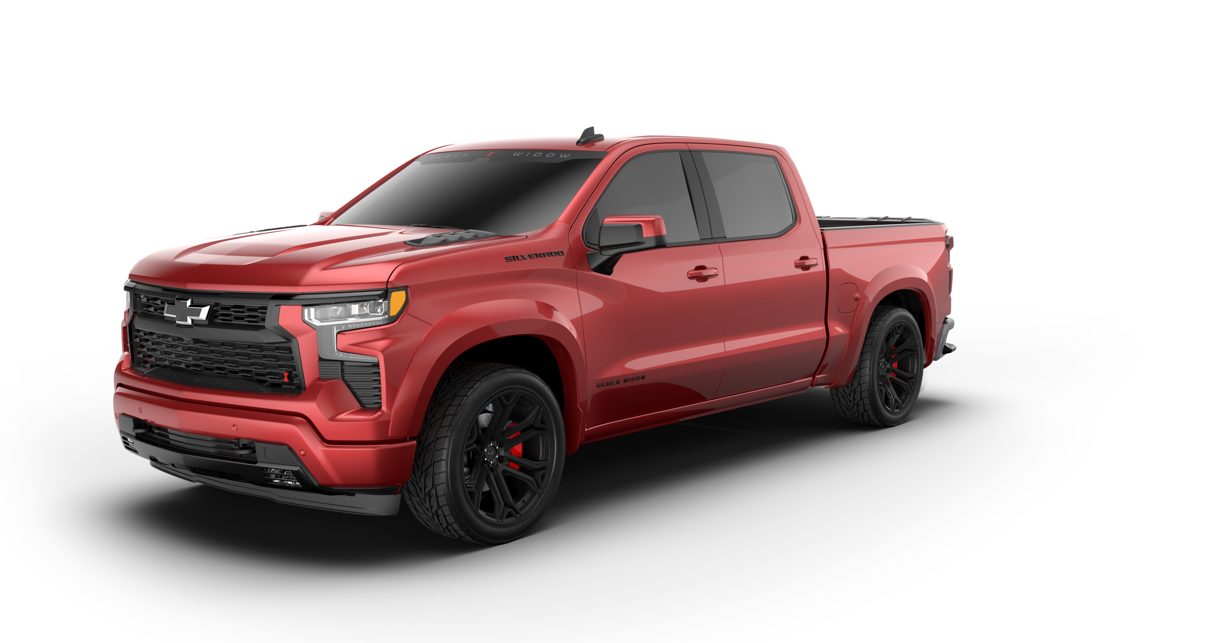 Lowered Black Widow Chevy Silverado 1500 - Radient Red | Fox Factory Vehicles