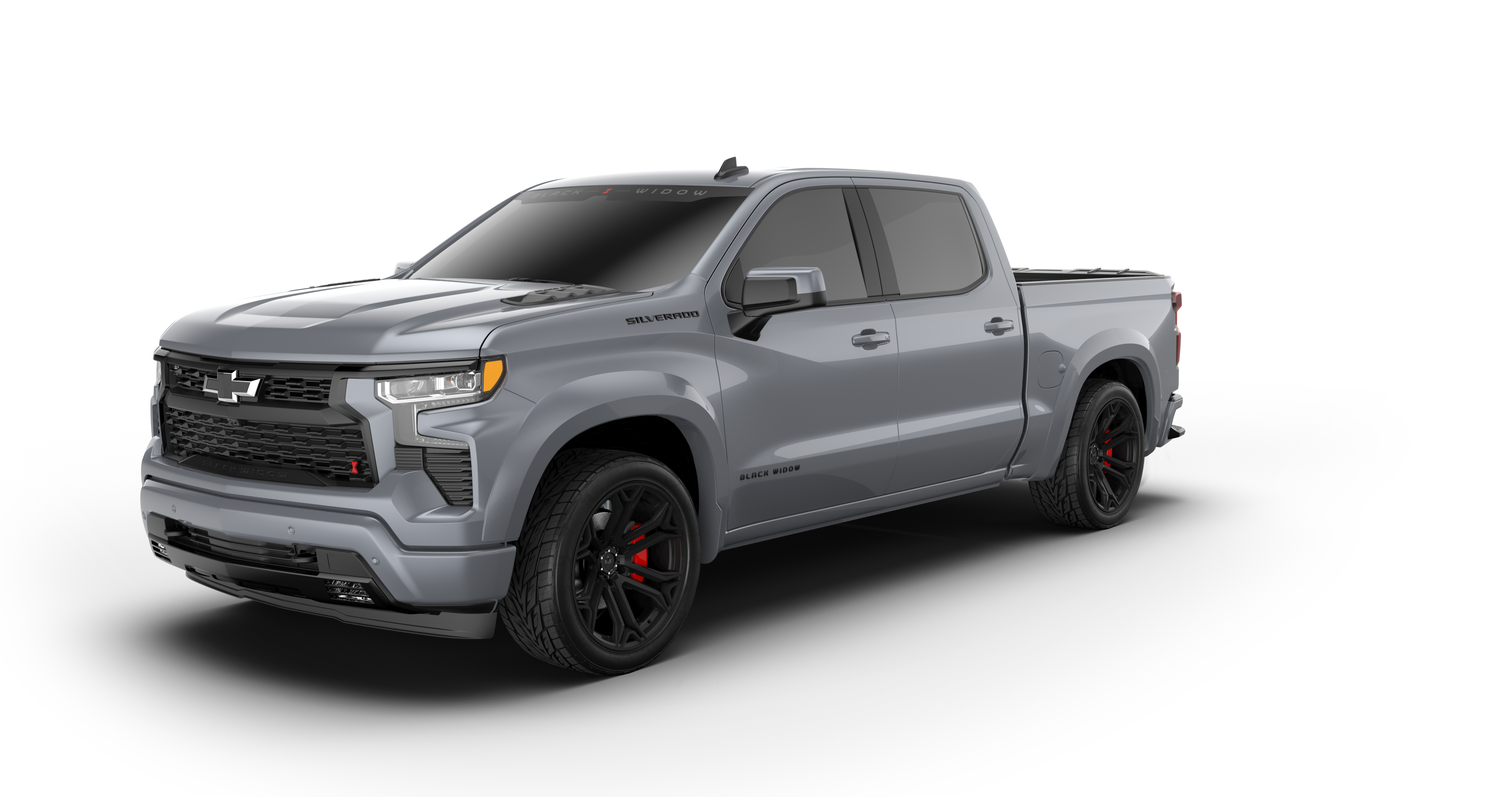 Lowered Black Widow Chevy Silverado 1500 - Slate Grey | Fox Factory Vehicles