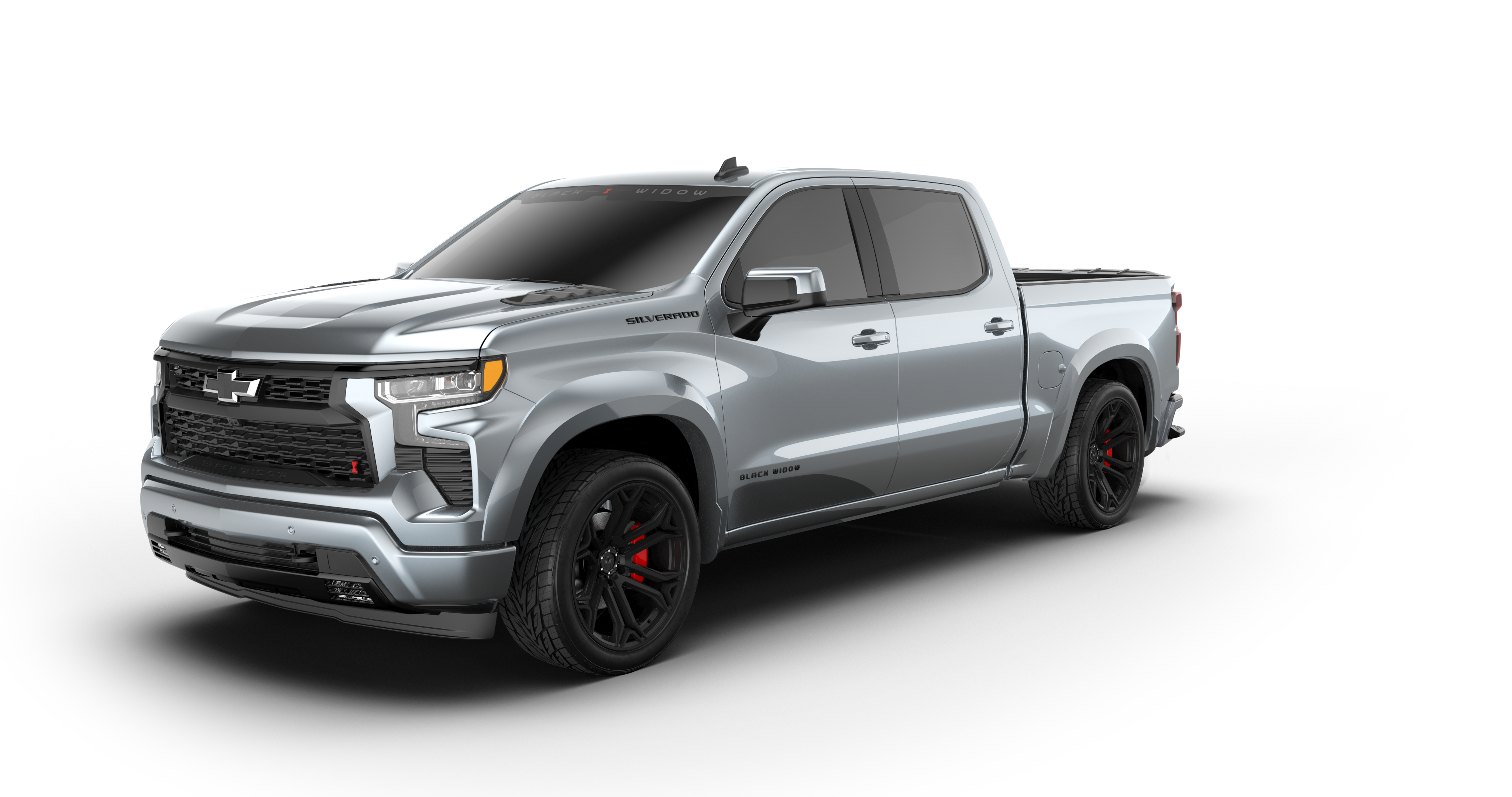 Lowered Black Widow Chevy Silverado 1500 - Sterling Grey | Fox Factory Vehicles