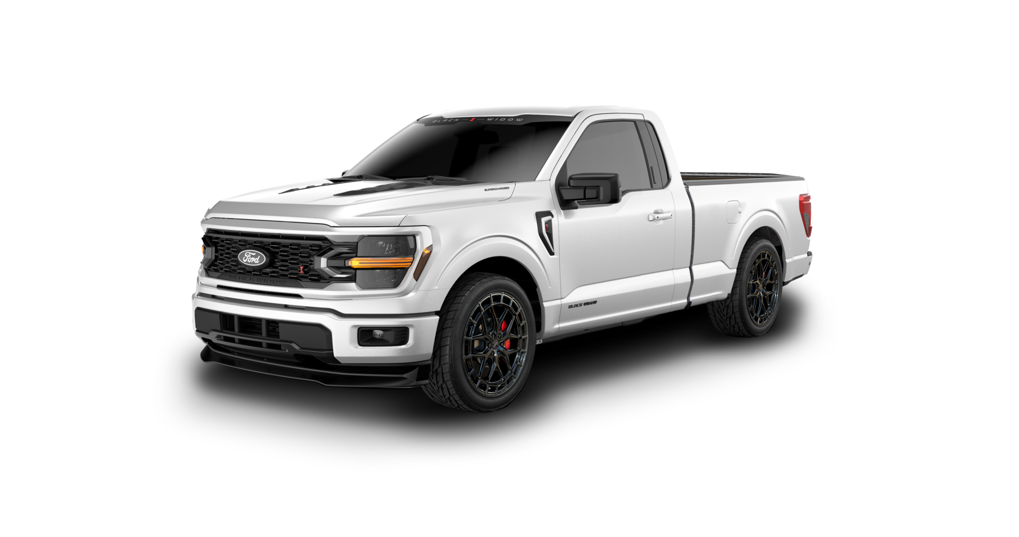 Lowered Black Widow F-150 - Oxford White| Fox Factory Vehicles
