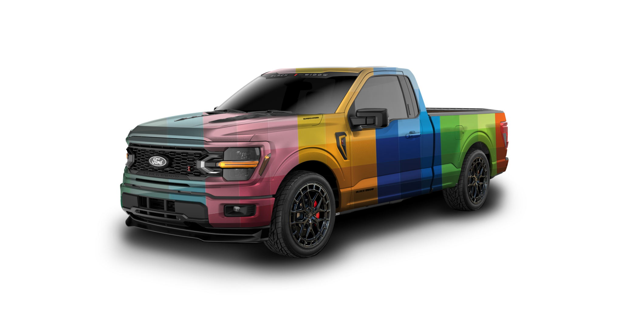 Lowered Black Widow F-150 - Swatches| Fox Factory Vehicles